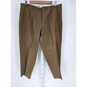 Eileen Fisher Women's Green Pleated Mid-Rise Straight-Leg Trouser Size XL